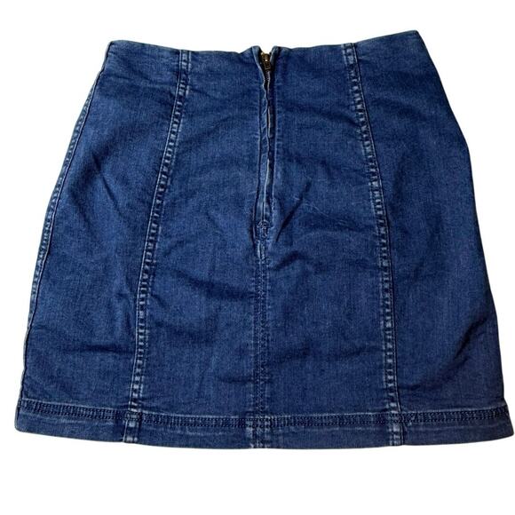 Free People Denim Skirt Women's 8 A-Line Jean Exposed Seams Back Zip - Picture 2 of 6